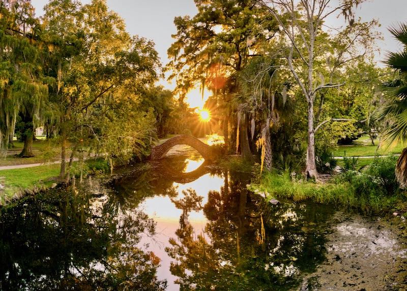 Langles Bridge, a stone bridge in City Park, Mid-City, New Orleans