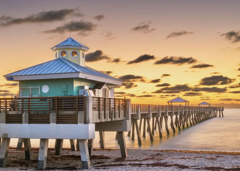 Sunrise at the pier in Juno Beach near Palm Beach