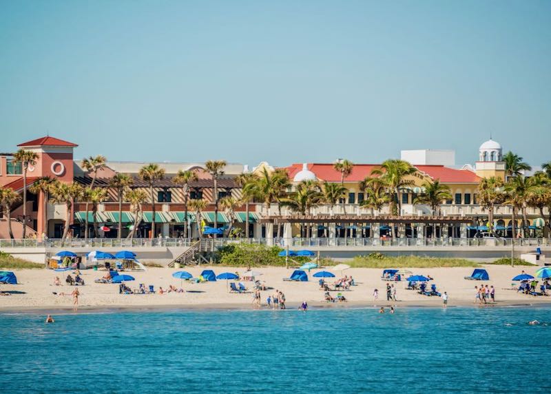 People relaxing on Lake Worth Beach near Palm Beach