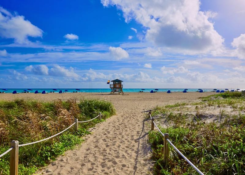 Beach and lifeguard stand on Singer Island near Palm Beach