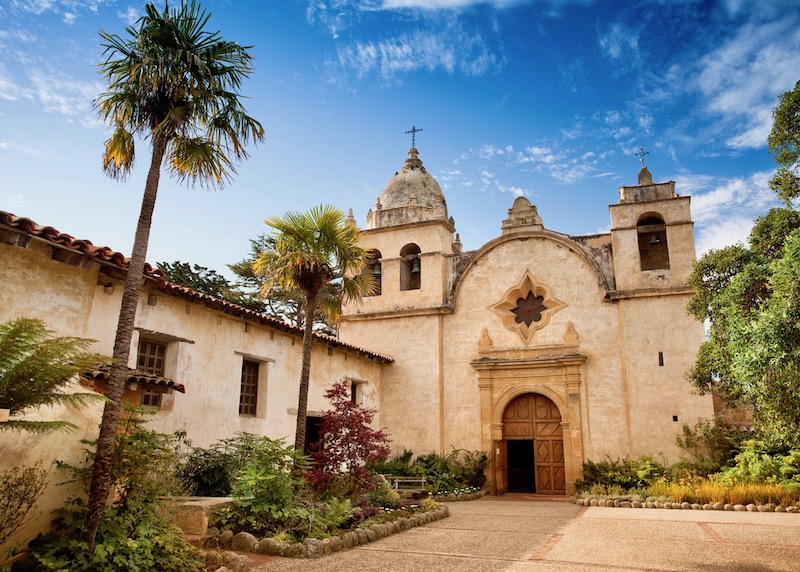 The Carmel Mission Basilica in Carmel-by-the-Sea on the Monterey Peninsula, California