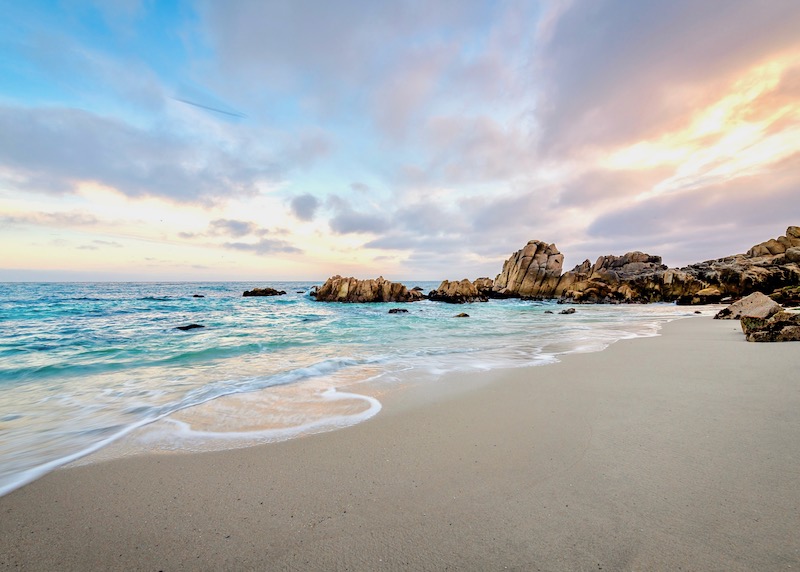 Sunrise over Monterey Bay from Lovers Point in Pacific Grove