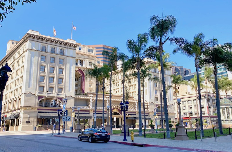 Front facade of the US Grant Hotel in the Gaslamp Quarter, Downtown, San Diego