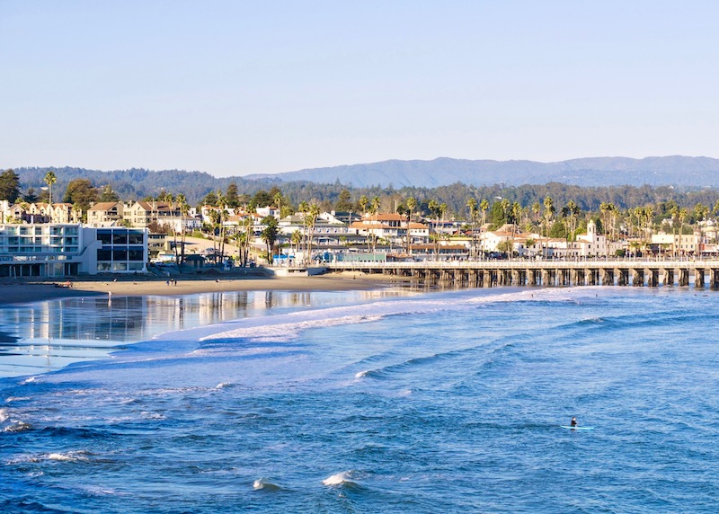 Dream Inn and the wharf at Santa Cruz Beach, California