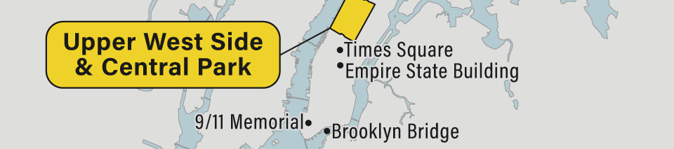 A map of the Upper West Side and Central Park in Manhattan, New York City.