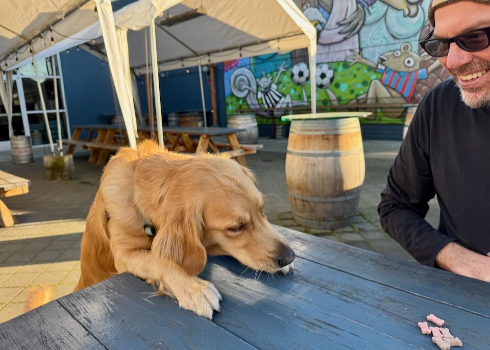 Me and my dog at the Reuben's Brewery in Seattle.