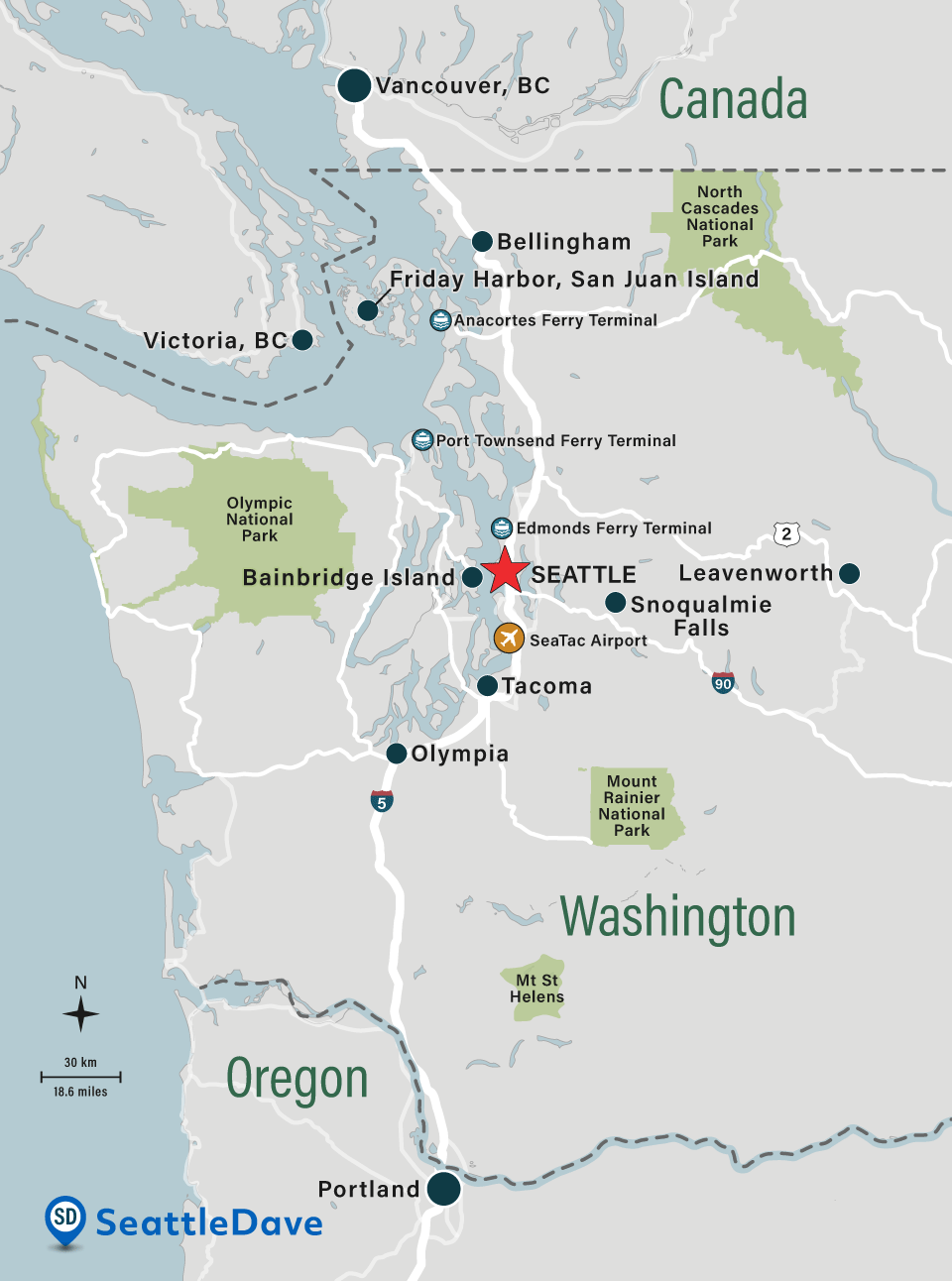 Best short trips and places to visit near Seattle.