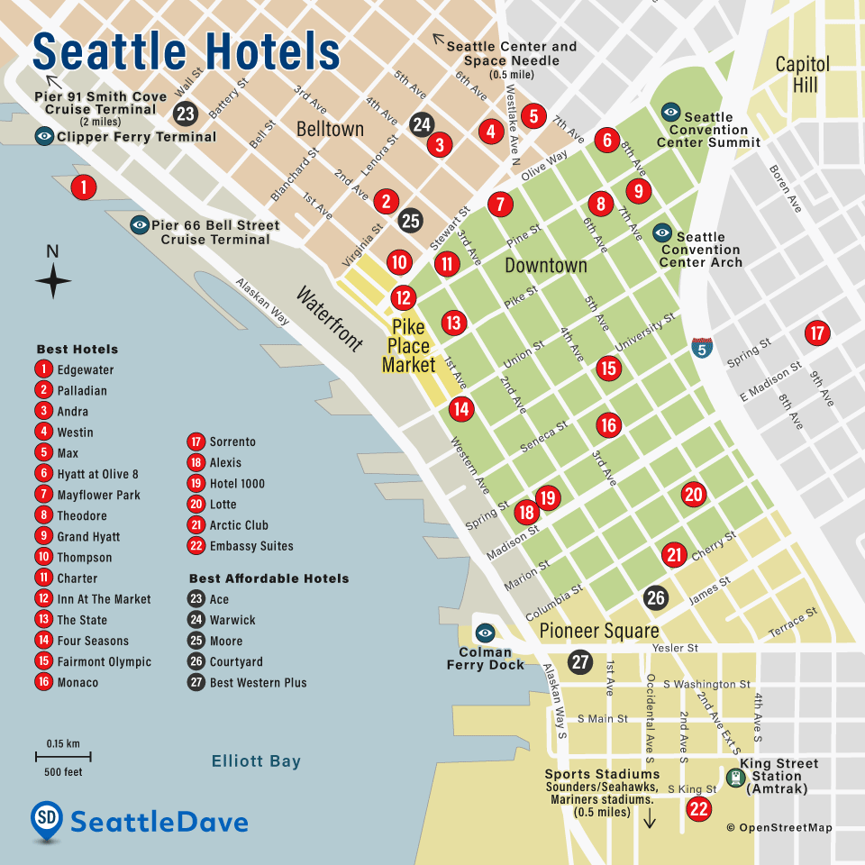 Map of Seattle Hotels.
