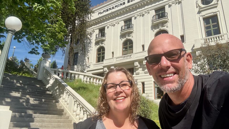 Me and my wife at hotel in Tacoma.