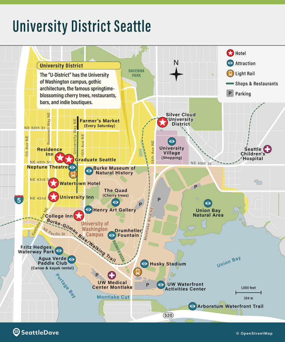Hotels in University District, Seattle.