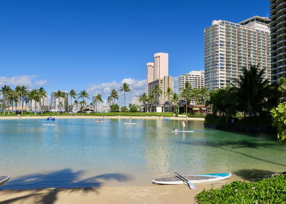 The lagoon at Hilton Hawaiian Village in Honolulu.