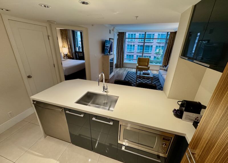 My room at L'Hermitage Hotel in Vancouver.