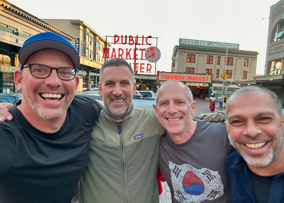 SeattleDave and his friends in Pike Place Market.