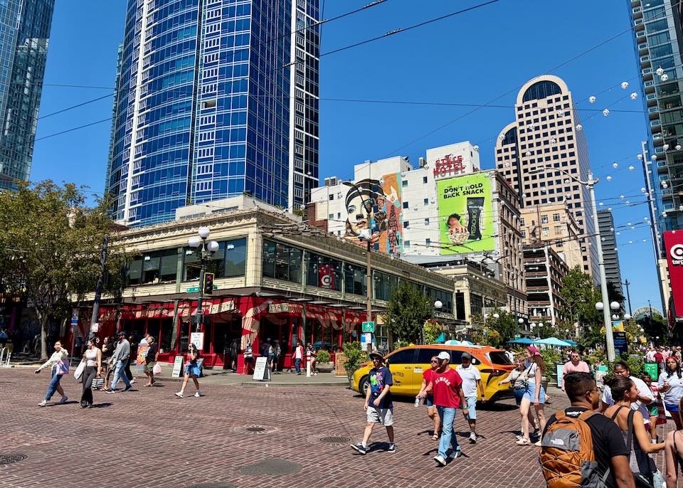 Pedestrians near Pike Place Market.